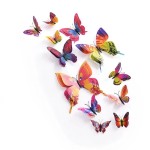 Fluturi 3D cu magnet, dubli, decoratiuni casa sau evenimente, set 12 bucati, colorati, A27